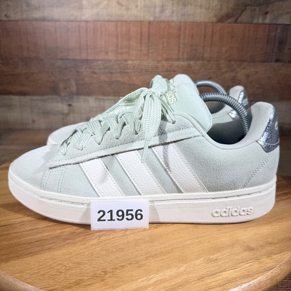 Adidas Grand Court Alpha OOs Sneakers Womens 10 Green Suede JH8670 Metallic